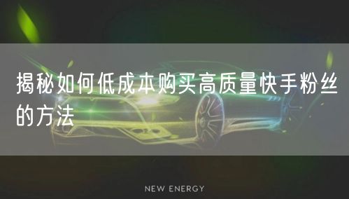 揭秘如何低成本购买高质量快手粉丝的方法