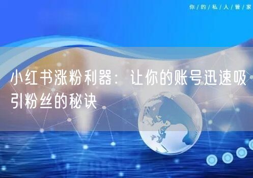 小红书涨粉利器：让你的账号迅速吸引粉丝的秘诀