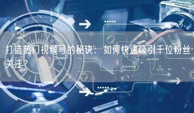 打造热门视频号的秘诀：如何快速吸引千位粉丝关注？